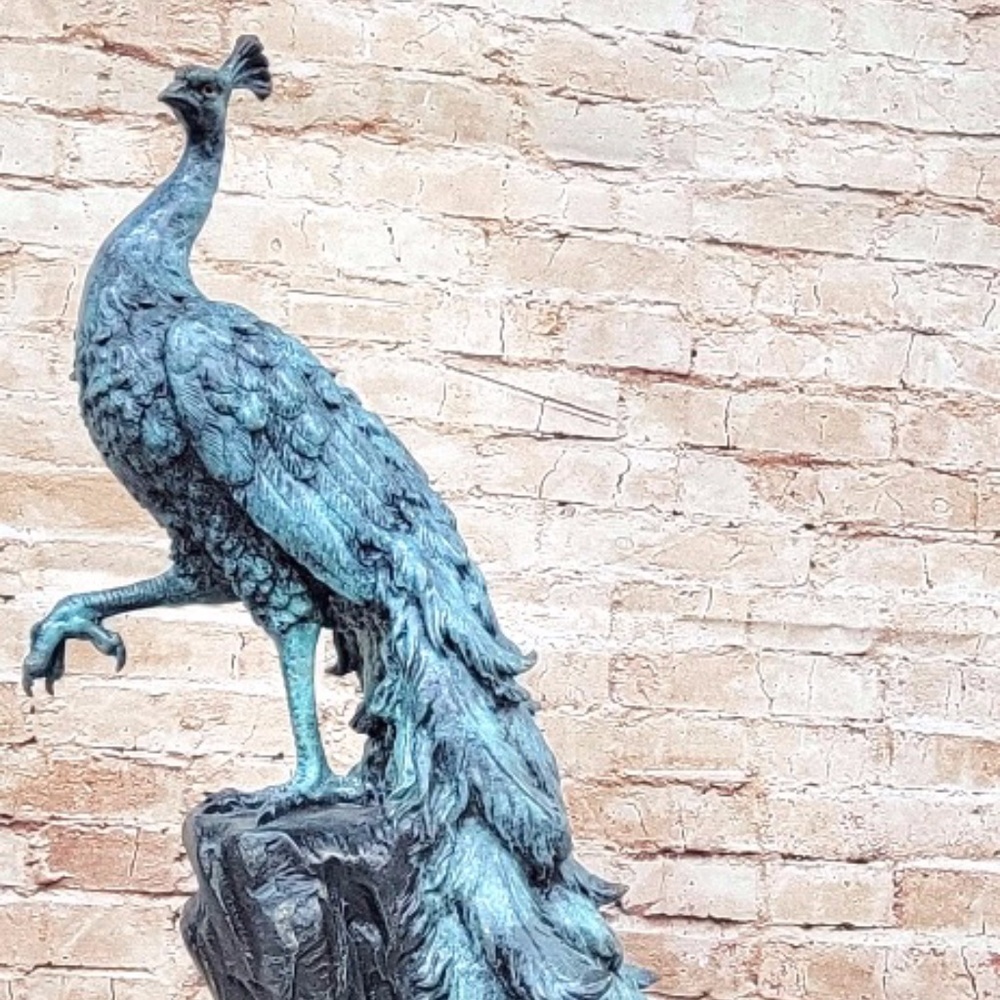 Original Signed Milo Peacock Artwork Animal Exotic Bird Bronze Sculpture Art